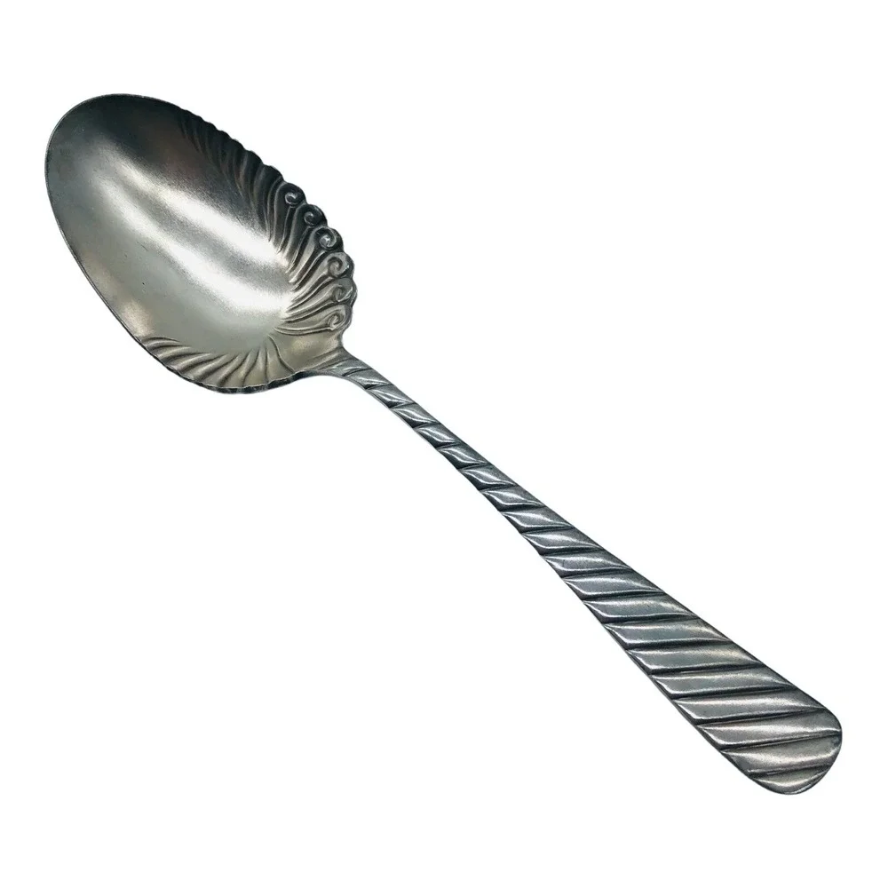 Vintage DUNDEE 1847 Rogers Bros AI Silver Plate Serving Spoon Scalloped Swirl